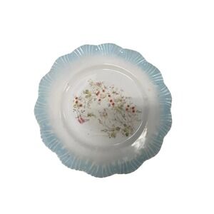 Vintage Plate with Roses in Center and Blue Edges Limoges Coronet